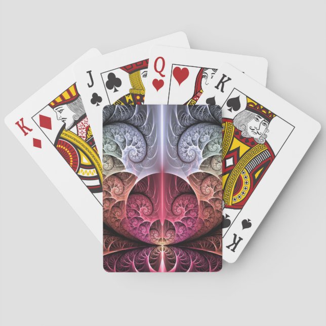 Heartbeat, Abstract Surreal Fantasy Fractal Art Poker Cards (Back)