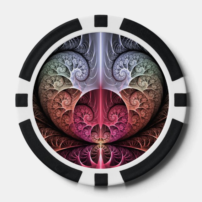 Heartbeat, Abstract Surreal Fantasy Fractal Art Poker Chips (Front)