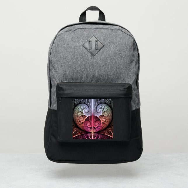 Heartbeat, Abstract Surreal Fantasy Fractal Art Port Authority® Backpack (Front)