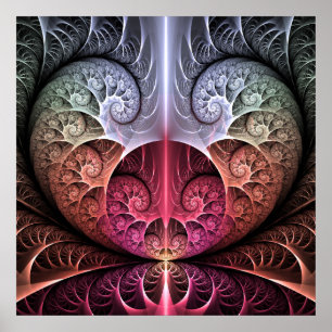 Heartbeat, Abstract Surreal Fantasy Fractal Art Poster