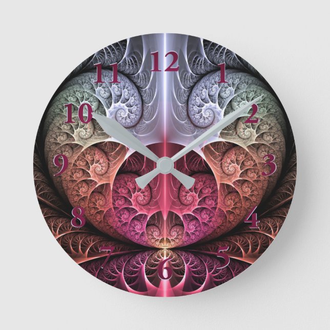 Heartbeat, Abstract Surreal Fantasy Fractal Art Round Clock (Front)