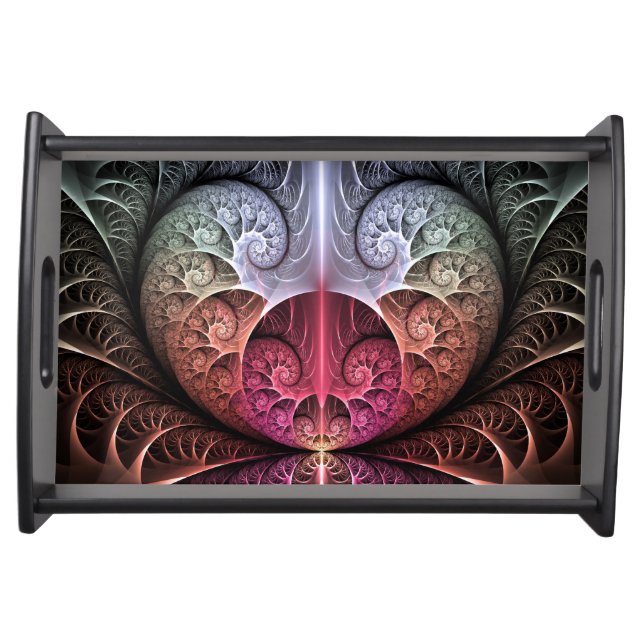 Heartbeat, Abstract Surreal Fantasy Fractal Art Serving Tray (Front)