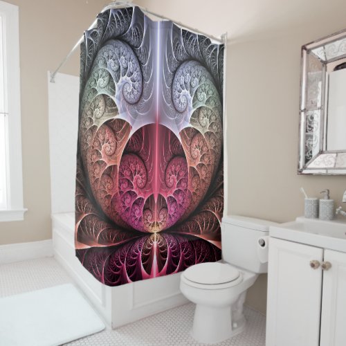 Heartbeat Abstract Surreal Fantasy Fractal Art Shower Curtain