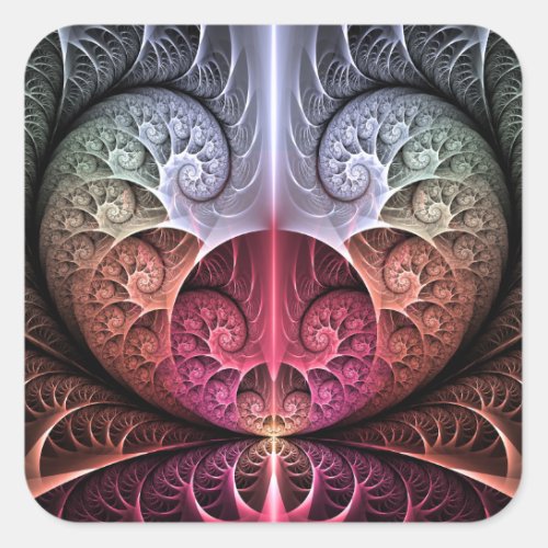 Heartbeat Abstract Surreal Fantasy Fractal Art Square Sticker