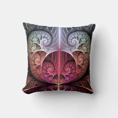 Heartbeat Abstract Surreal Fantasy Fractal Art Throw Pillow