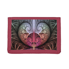 Heartbeat, Abstract Surreal Fantasy Fractal Art Tri-fold Wallet