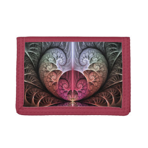 Heartbeat, Abstract Surreal Fantasy Fractal Art Tri-fold Wallet