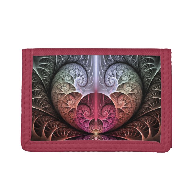 Heartbeat, Abstract Surreal Fantasy Fractal Art Trifold Wallet (Front)