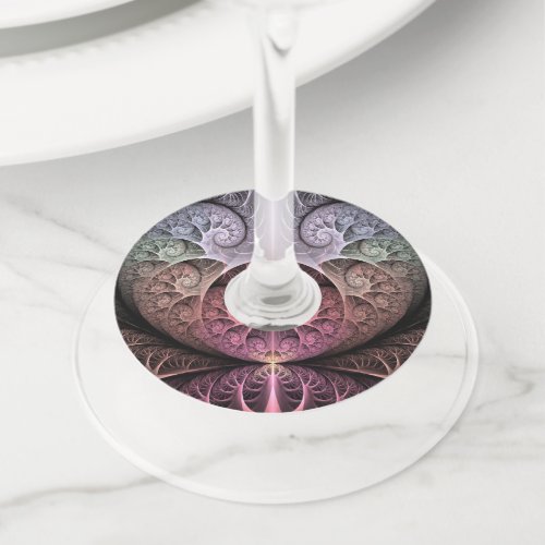 Heartbeat Abstract Surreal Fantasy Fractal Art Wine Glass Tag