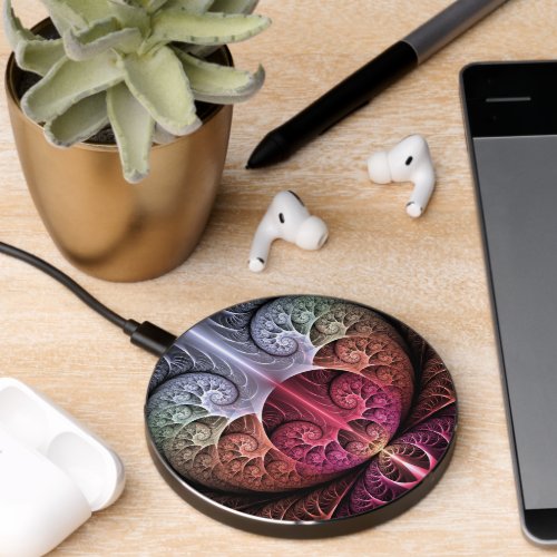 Heartbeat Abstract Surreal Fantasy Fractal Art Wireless Charger