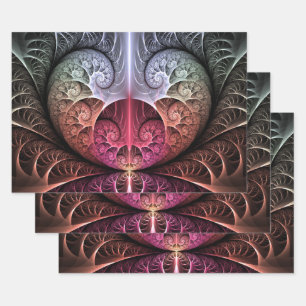 Heartbeat, Abstract Surreal Fantasy Fractal Art Wrapping Paper Sheets