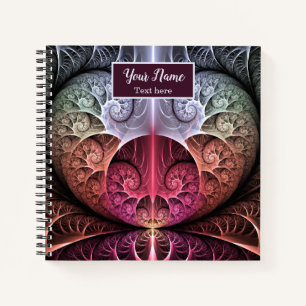 Heartbeat Abstract Surreal Fantasy Fractal Name Notebook