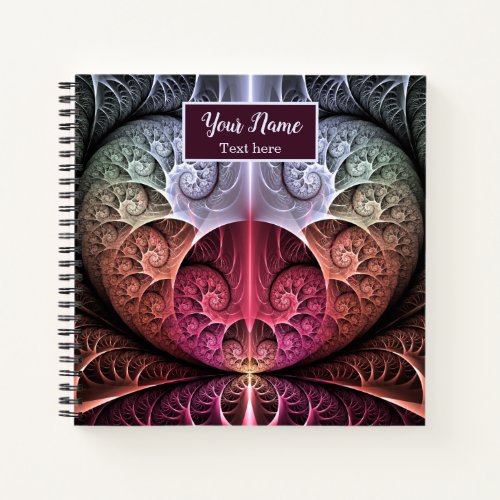 Heartbeat Abstract Surreal Fantasy Fractal Name Notebook