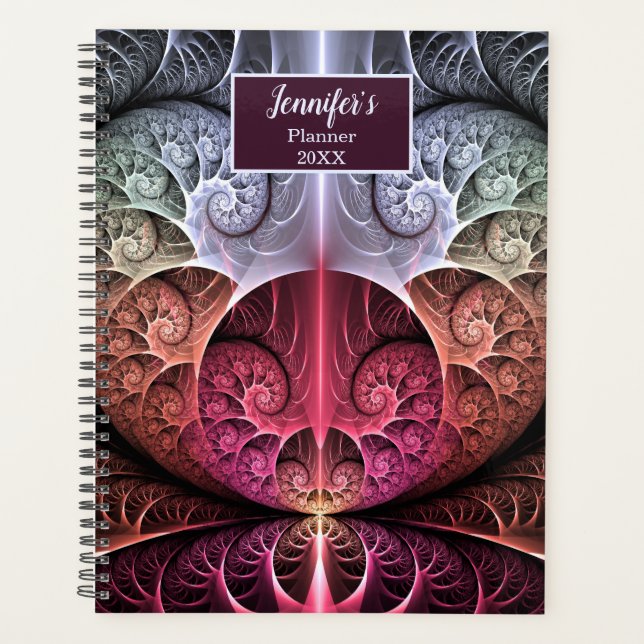 Heartbeat Abstract Surreal Fantasy Fractal Name Planner (Front)