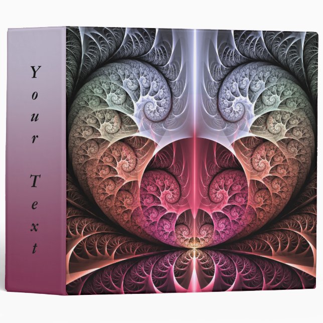 Heartbeat, Abstract Surreal Fantasy Fractal Text 3 Ring Binder (Front/Spine)