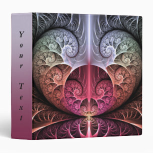 Heartbeat, Abstract Surreal Fantasy Fractal Text 3 Ring Binder