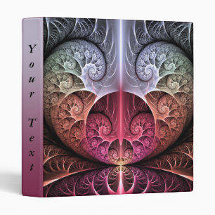 Heartbeat, Abstract Surreal Fantasy Fractal Text 3 Ring Binder