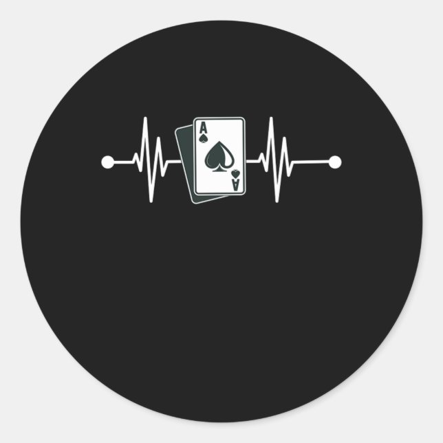 Heartbeat Ace Spades Cards Casino Player Poker Gam Classic Round Sticker (Front)