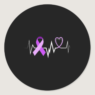 Heartbeat Alzheimer Ribbon Alzheimer Disease Aware Classic Round Sticker