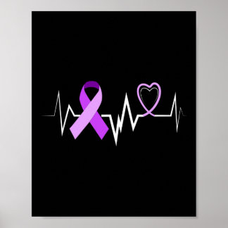 Heartbeat Alzheimer Ribbon Alzheimer Disease Aware Poster