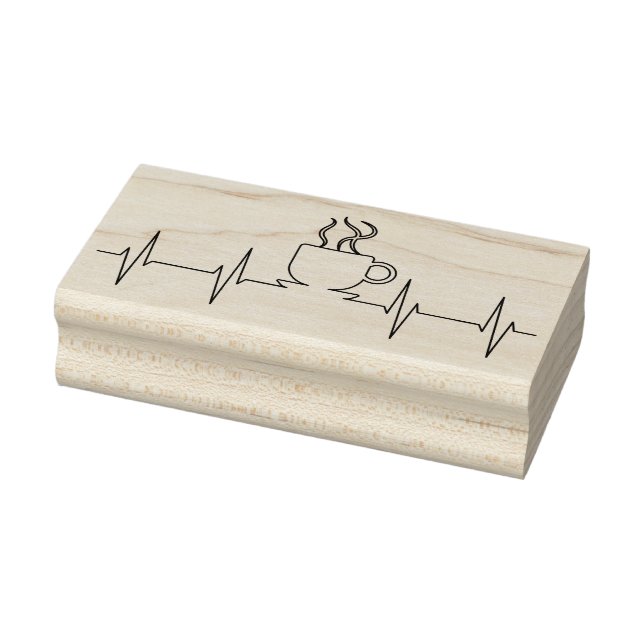 Heartbeat and Coffee Rubber Stamp (Stamp)