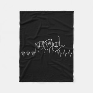 Heartbeat Asl Design For Asl Lover Deaf Day Awaren Fleece Blanket