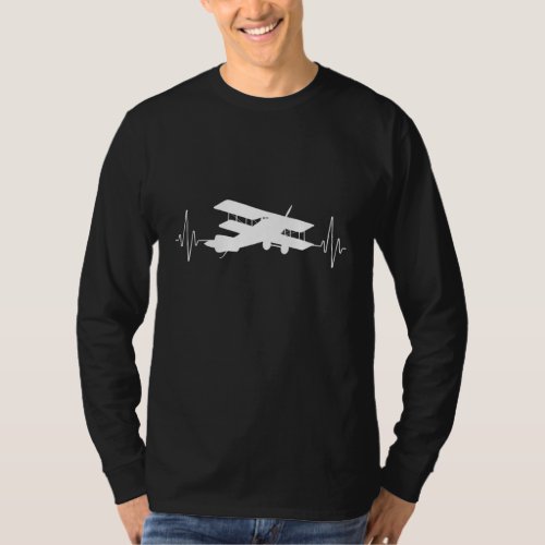 Heartbeat Aviation Flying Pilot Flight Attendent T_Shirt