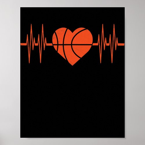 Heartbeat Basketball Heart Basketball Lover Poster