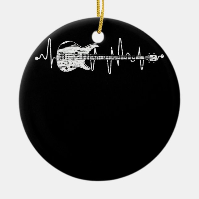 Heartbeat Bass Guitar Bass Player Bassist Ceramic Ornament (Front)