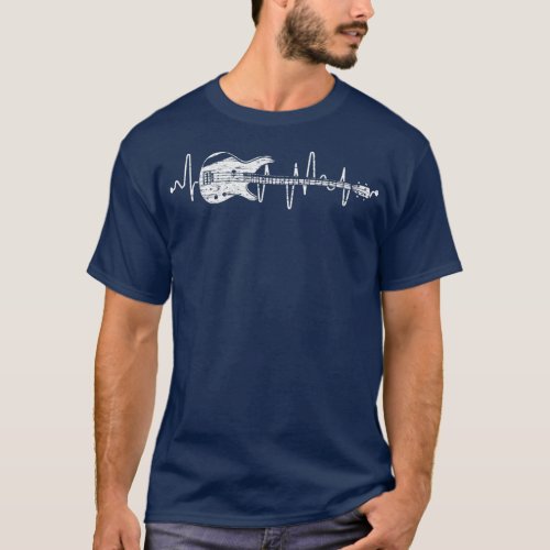 Heartbeat Bass Guitar Bass Player Bassist T_Shirt