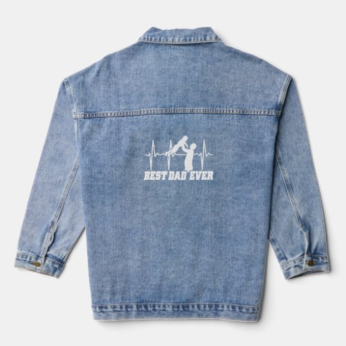 Heartbeat Best Dad Ever Father Son Daughter Time M Denim Jacket