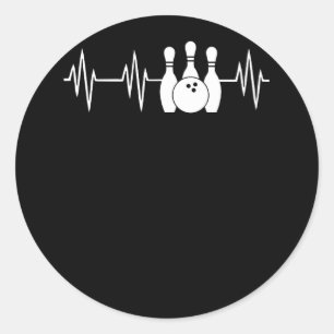 Heartbeat Bowling Heart Bowling Pin and Ball Classic Round Sticker