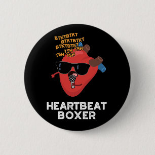 Heartbeat Boxer Funny Music Heart Pun Dark BG Button