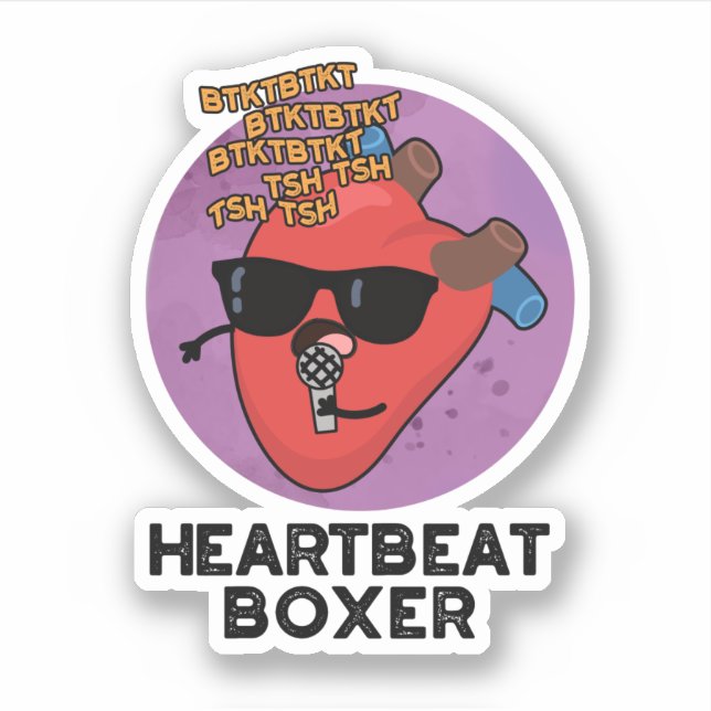 Heartbeat Boxer Funny Music Heart Pun  Sticker (Front)