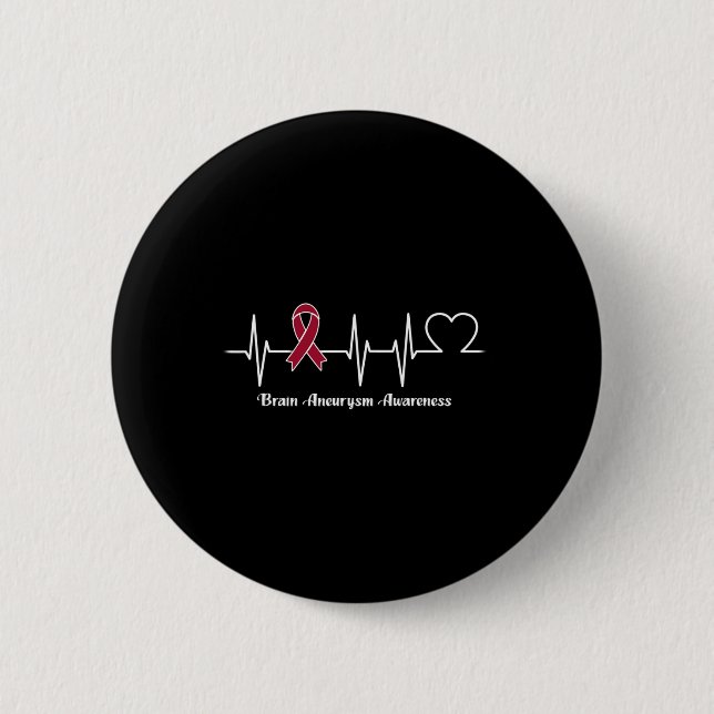 Heartbeat Brain Aneurysm Warrior  Button (Front)