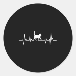 Heartbeat Cat  Classic Round Sticker