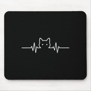 Heartbeat Cat Lover Silhouette Cute Cat Owner Pet Mouse Pad