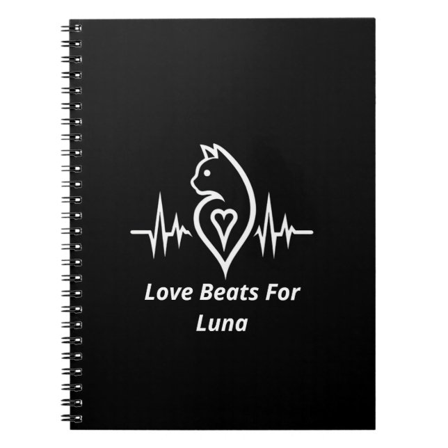 Heartbeat Cat - Personalized Pet Love  Notebook (Front)