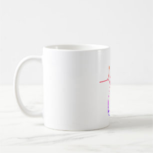 Heartbeat Cat Pulse, Unique Feline Illustration Coffee Mug