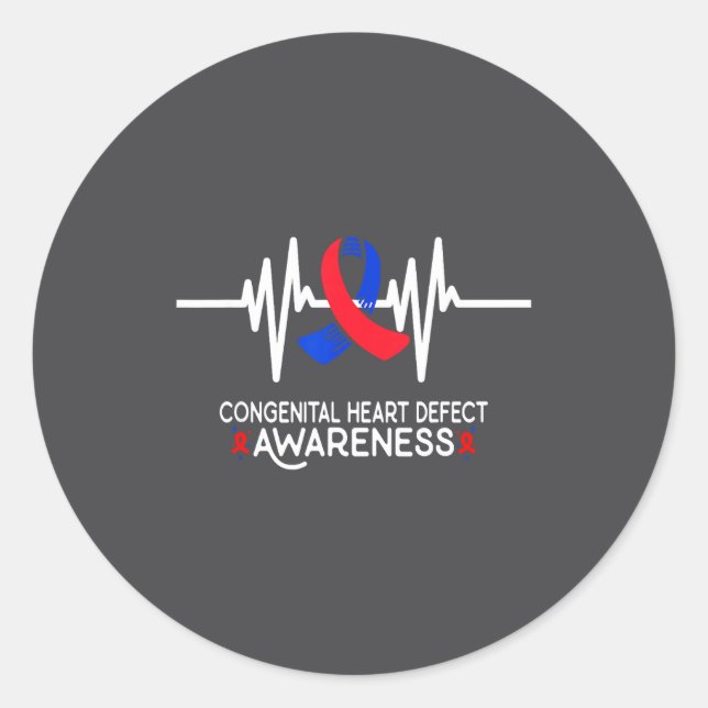 Heartbeat Chd Congenital Heart Defect Awareness Mo Classic Round Sticker (Front)