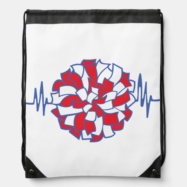 Heartbeat Cheer Pom-Pom Graphic Drawstring Bag (Front)
