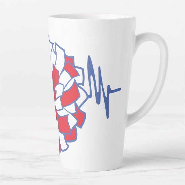 Heartbeat Cheer Pom-Pom Graphic Latte Mug (Right)