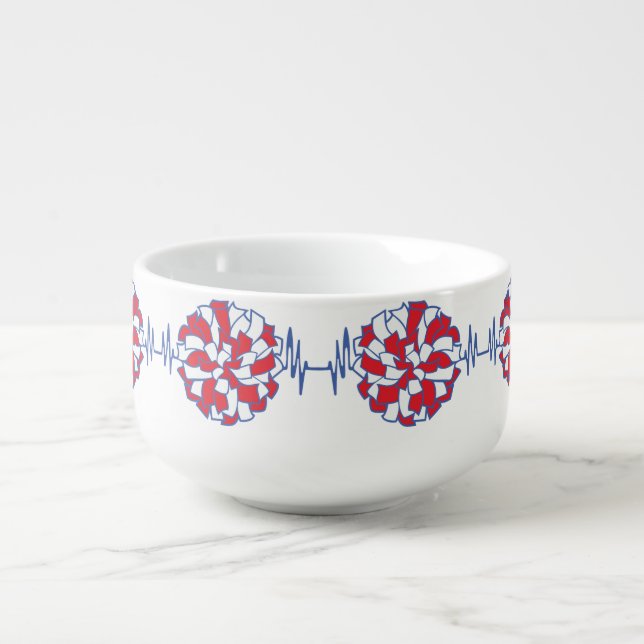 Heartbeat Cheer Pom-Pom Graphic Soup Mug (Front)