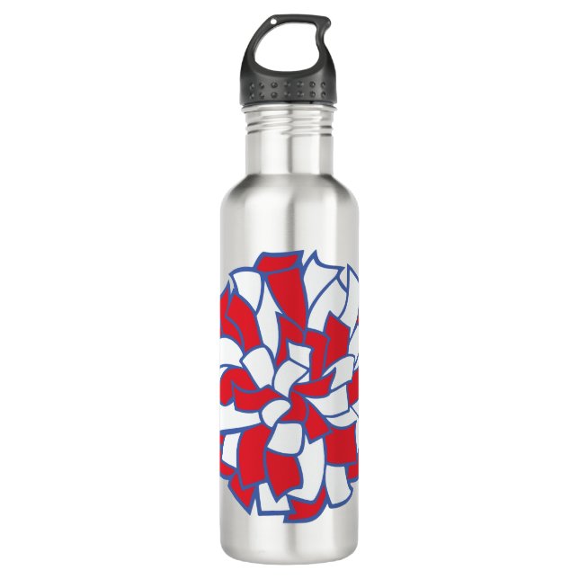 Heartbeat Cheer Pom-Pom Graphic Stainless Steel Water Bottle (Front)