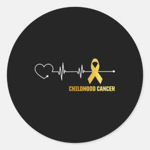 Heartbeat Childhood Cancer Awareness Warrior Hope Classic Round Sticker