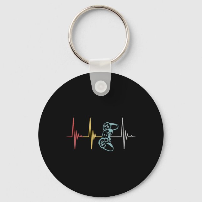 Heartbeat Controller For Nerd Multiplayer Gaming  Keychain (Front)