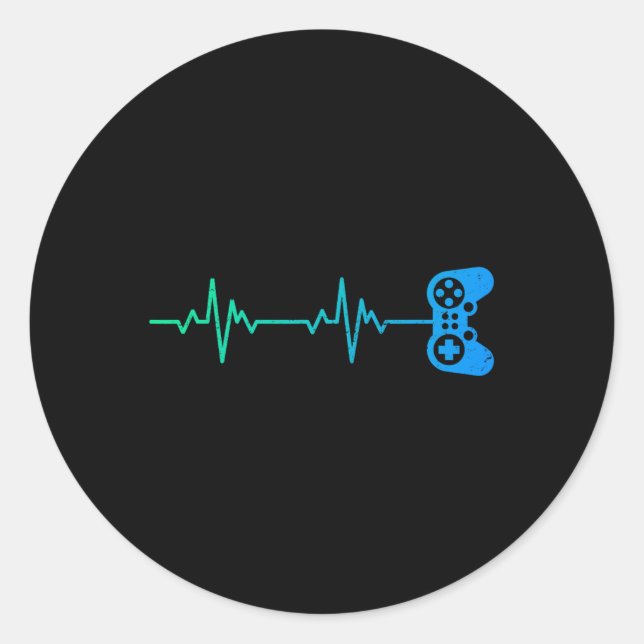 Heartbeat Cool Video Game Controller For Nerdy Gam Classic Round Sticker (Front)