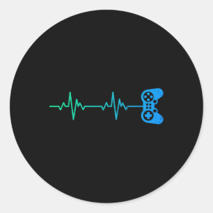 Heartbeat Cool Video Game Controller For Nerdy Gam Classic Round Sticker