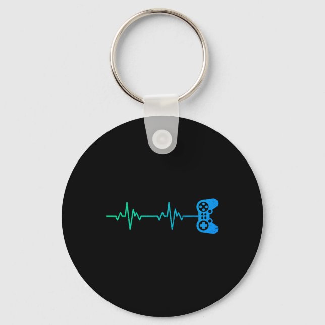 Heartbeat Cool Video Game Controller For Nerdy Gam Keychain (Front)
