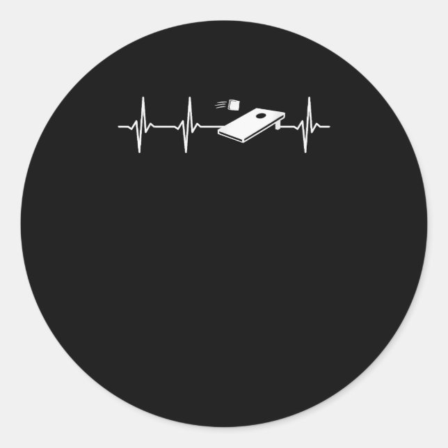 Heartbeat Cornhole Classic Round Sticker (Front)